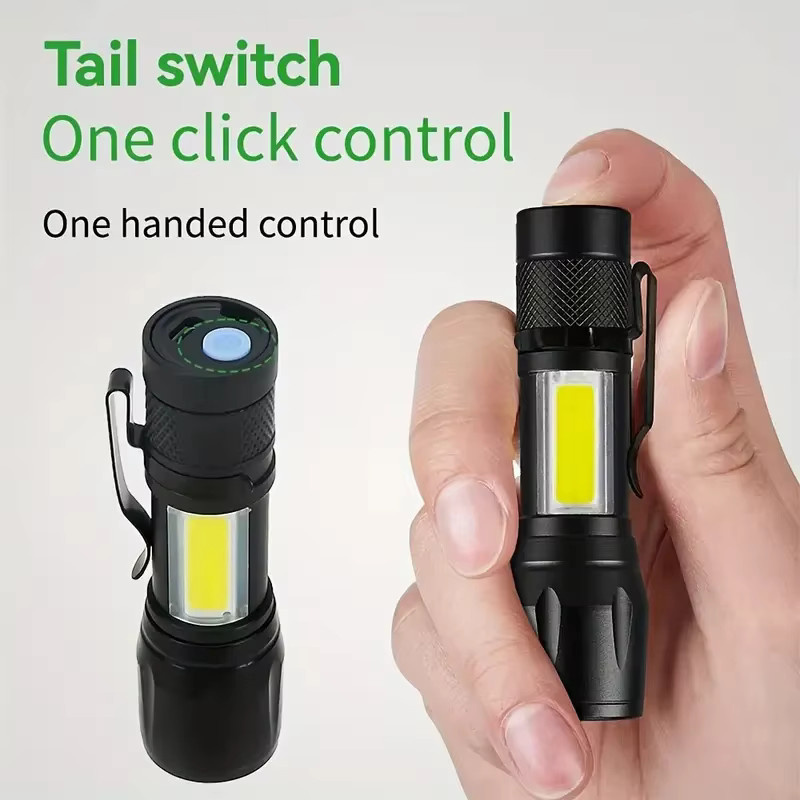 KDULIT Mini-LED-Taschenlampe in Schwarz, wiederaufladbare tragbare Taschenlampe mit Stiftclip und Metallgehäuse für Outdoor und Camping - Bild 5