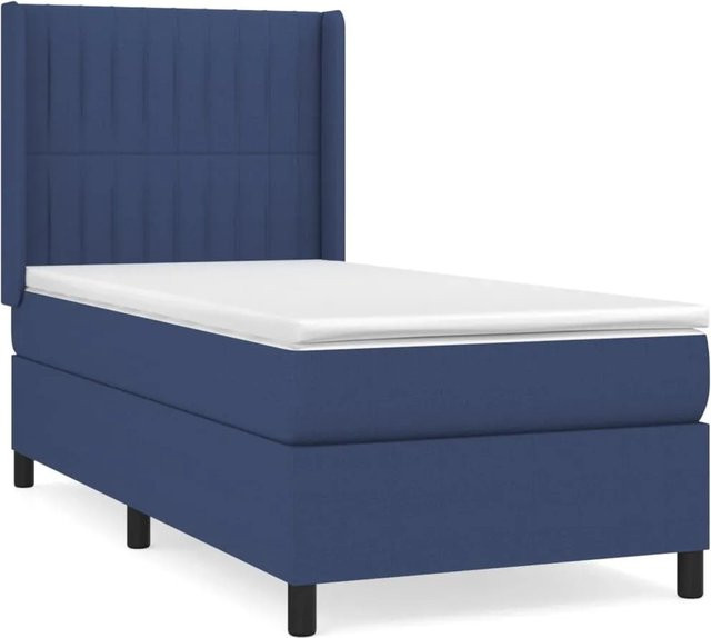 vidaXL Boxspringbett Hybrid mit Matratze Blau und Weiß, B/T: 100 x 200 cm - Bild 1
