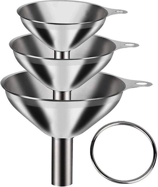 3-teiliges Küchentrichter-Set aus Edelstahl in Silber von Yiran Furniture zum Befüllen von Flaschen und für die Bar - Bild 1