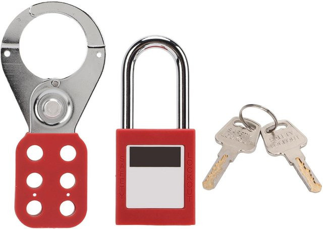 Neoglint Lockout Tagout Sicherheitsbügel mit 6 Löchern und Vorhängeschloss, Edelstahl, Grau - Bild 1