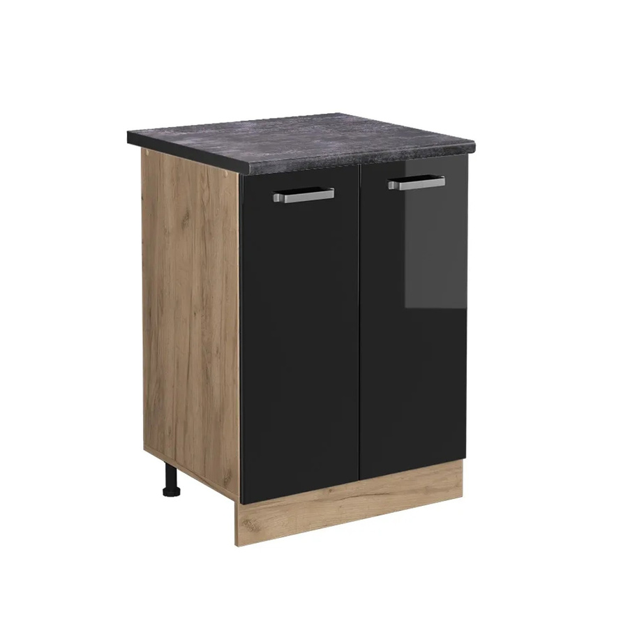 Vicco R-Line Küchenunterschrank in Schwarz Hochglanz und Goldkraft Eiche, Anthrazit, B: 60 cm, H: 81,6 cm, T: 60 cm - Bild 2