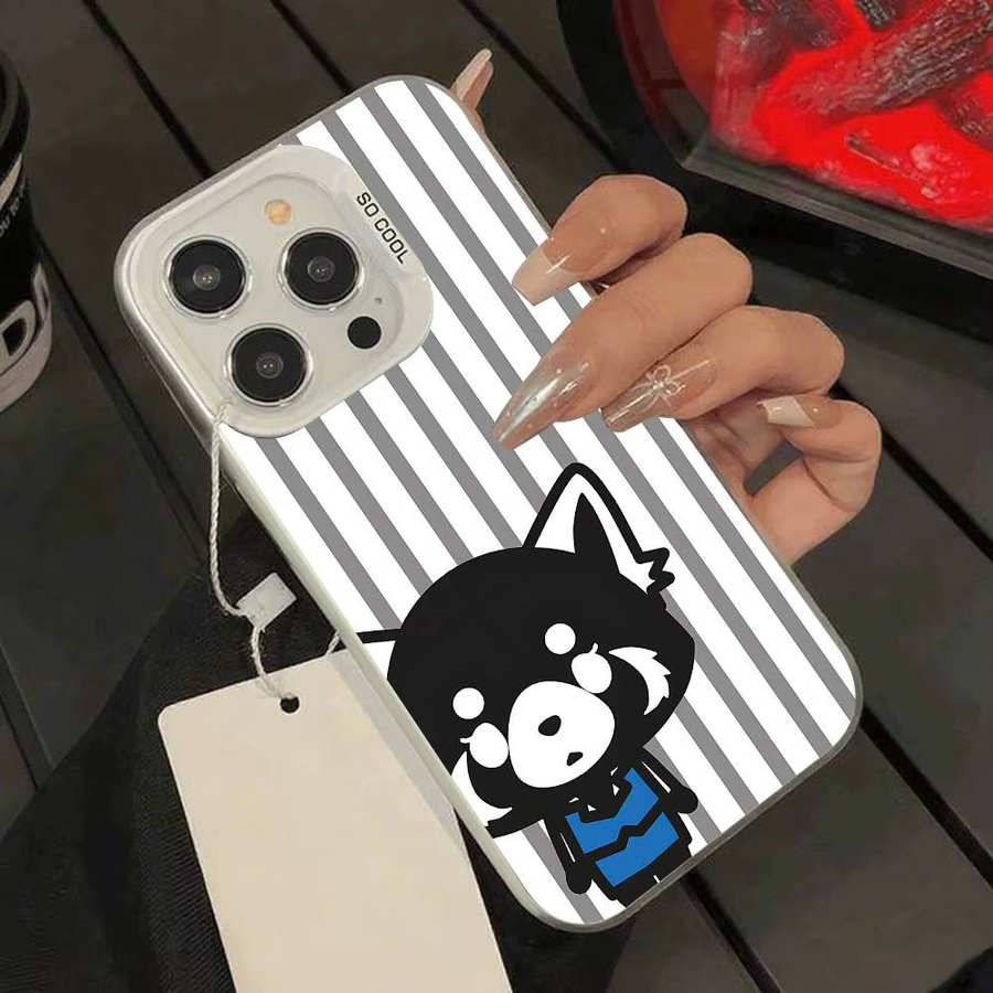 Mesuca Aggretsuko Handyhülle für iPhone 11 bis 17 Pro Max Plus, stoßfeste Rückseite, Farbe Silber/Multicolor - Bild 5