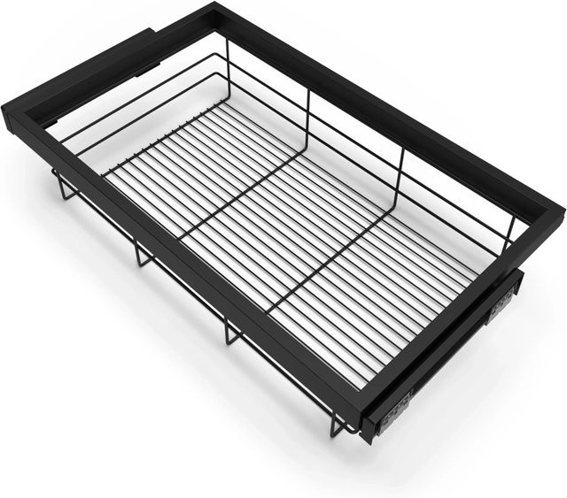 Emuca Set aus Drahtkorb und Gleitrahmen mit Soft-Close für Kleiderschränke, Farbe: Steingrau, Breite: 80 cm - Bild 1