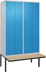 C+P PSA Doppel-Spind Classic PLUS Sitzbank mit 4 Abteilen, Buche-Hartholz und Zylinderschloss, B/T/H: 212 x 120 x 81,5 cm - Bild 1