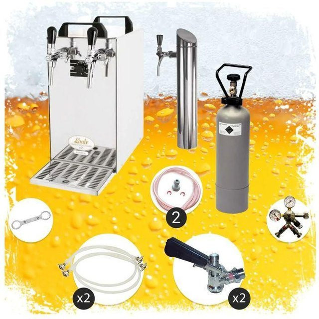 Kontakt 40 Bierzapfanlage mit 2-leitiger Bierpumpe und Biersäule in Silber aus Edelstahl - Bild 1