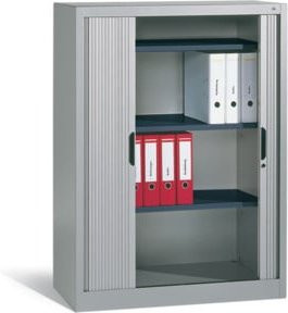 C+P Akten-Sideboard Omnispace mit Rollladen in Weißaluminium, H: 134,5 cm, B: 100,0 cm, T: 42,0 cm - Bild 1