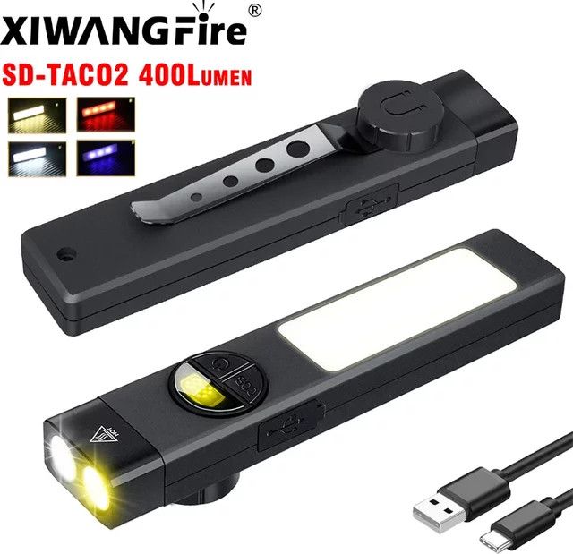 XIWANGFIRE EDC-Taschenlampe mit 400 Lumen, wasserdichte Mini-Taschenlampe mit Dual-Lichtquellen und Magnet für den Außenbereich - Bild 1