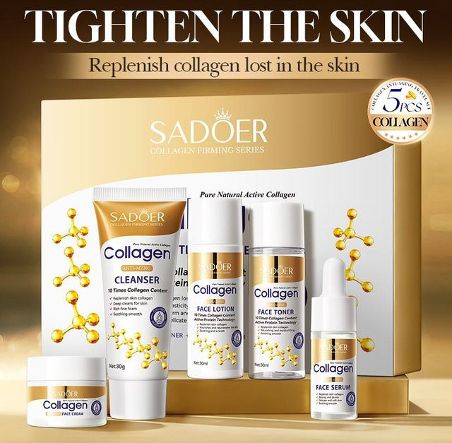 SADOER Kollagen Hautpflege-Set, Kollagen, Panthenol, Niacinamid, Hyaluronsäure - Bild 1