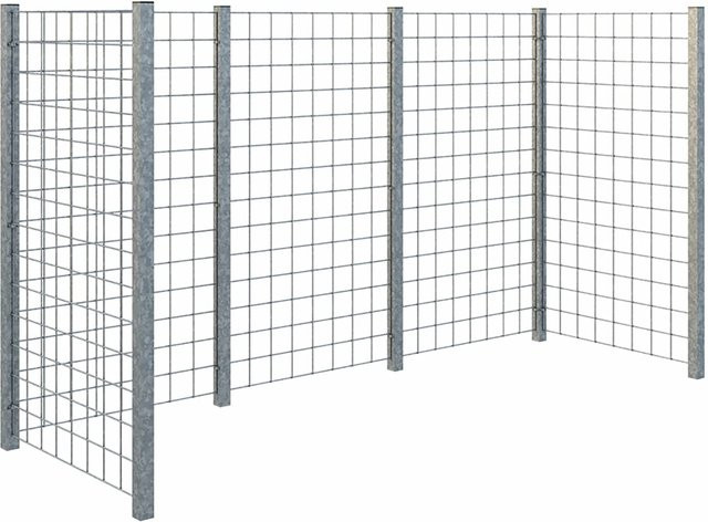 Plus Mülltonnenabtrennung aus Holz und Stahl in Silber zum Einbetonieren, B/T/H: 258 x 89 x 147 cm - Bild 1