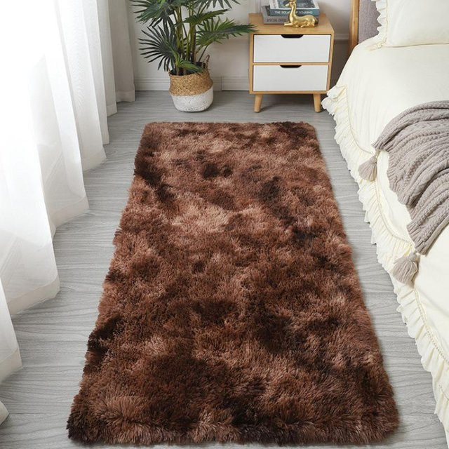 HomeHarmony Nordischer Langflor Schlafzimmerteppich Tie-Dye in Braun, B/L: 50 x 120 cm - Bild 1