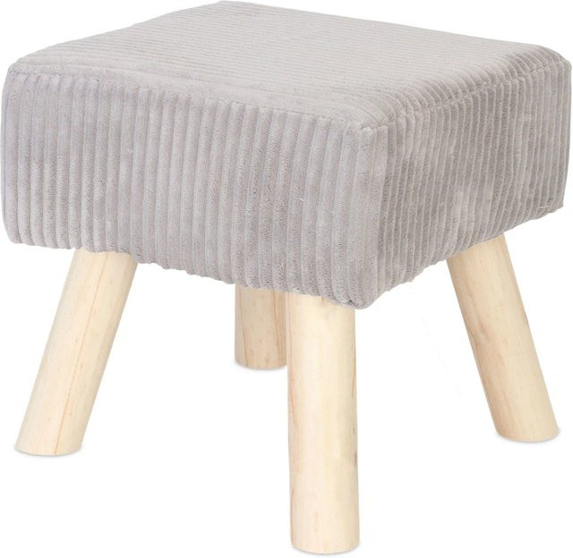 Relaxdays Polsterhocker aus Cord in Hellgrau, B/T/H: 30 x 30 x 30 cm - Bild 1