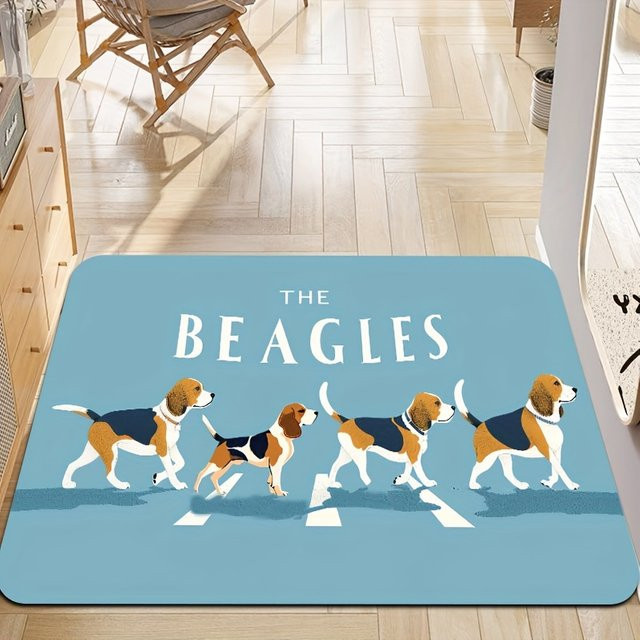 VIKAMA Fußmatte Beagle Cartoon Design, blau, rutschfest und waschbar, B/T: 60 x 40 cm - Bild 1