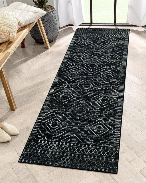 BC-Warm Home Teppich im marokkanischen Stil, Schwarz, Waschbar und Rutschfest, B/T: 40 x 60 cm - Bild 1