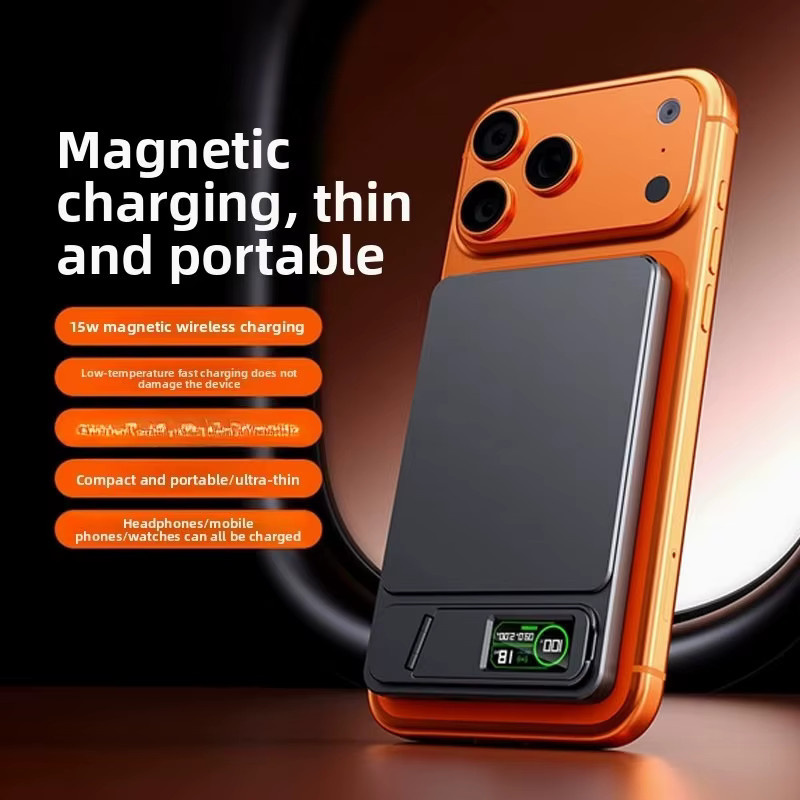 Taepiaai Magnetische Kabellose Powerbank 20000mAh in Orange mit 15W Superschnellladen für MagSafe iPhone - Bild 3