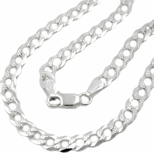 Gallay Armband, 925 Silber, Panzerkette flach mit Muster, 19cm, Unisex - Bild 1