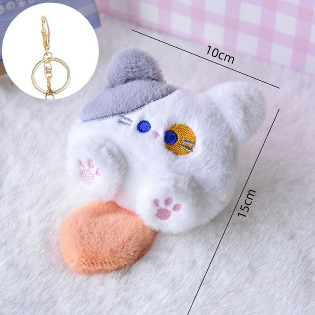 Linyi toy Kawaii Weiches Kuscheltier Kleine Katze, Schlüsselanhänger, Plüsch, Weiß - Bild 1