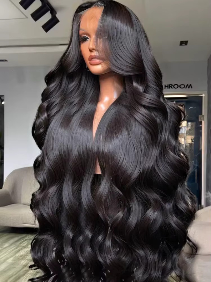 Fuduete Body Wave Lace Echthaar Perücke, Schwarz, Damen - Bild 5