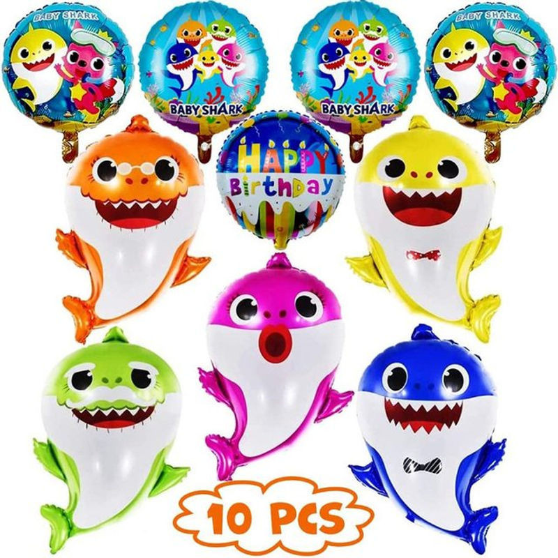 Baby Shark Party-Dekoration Set mit Helium-Babyhai-Luftballons und runden Luftballons in Mehrfarbig von happybuySE - Bild 1