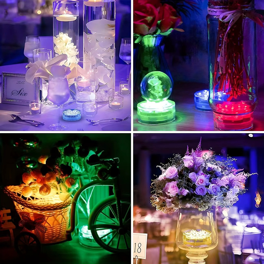 Wasserdichte RGB LED Unterwasserlampe mit Fernbedienung für Aquarium, Pool und Tischdekoration, farbwechselndes Nachtlicht in Multicolour - Bild 2