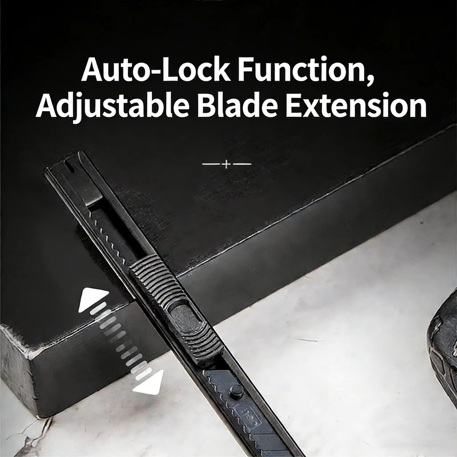Deli Universalmesser aus Metall mit 9mm SK5 Kohlenstoffstahl-Klinge, Schwarz - Bild 3