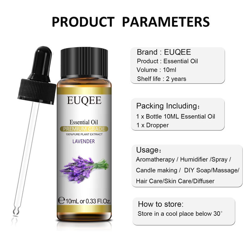 EUQEE Ätherische Öle Set mit Tropfer, Natürliche Pflanzenöle für Diffusor: Lavendel, Minze, Jasmin, Eukalyptus und Neroli, 10 ml pro Flasche - Bild 2