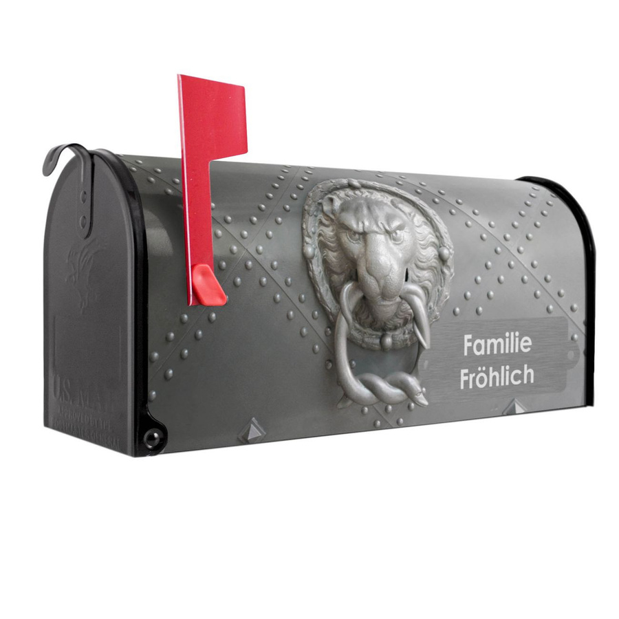 Banjado Amerikanischer Briefkasten in Schwarz mit roter Fahne, US Mailbox aus Stahl, B/H/T: 48,0 x 22,0 x 17,0 cm - Bild 1