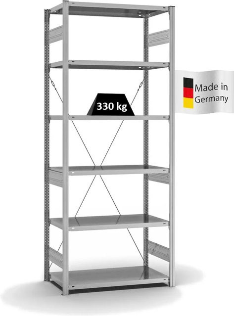 PROREGAL Fachbodenregal Stecksystem T-Profil Heavy-Duty, 6 Ebenen, verzinkt, H x B x T: 250 x 100 x 50 cm - Bild 1