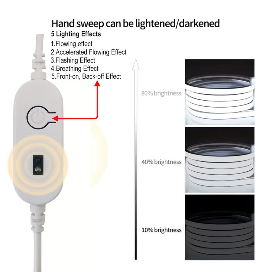 Acosh Neon LED-Streifen mit Bewegungssensor, USB-betrieben, weißes Neon-Flex-Seillicht für Küche und Möbel - Bild 3