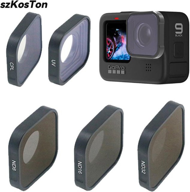 ND8 ND16 ND32 UV CPL Objektivfilter-Set aus Aluminiumlegierung für GoPro Hero 12, 11 und 9 in Schwarz - Bild 1