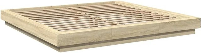 vidaXL Bettgestell mit LED-Unterbettbeleuchtung und USB-Ladeport in Sonoma-Eiche, B/T/H: 200 x 200 x 220 cm - Bild 1