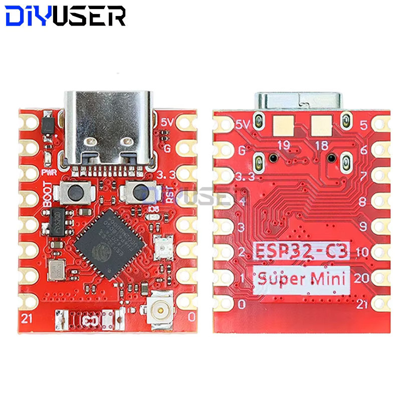 DIYUSER ESP32-C3 SuperMini Plus Entwicklungsboard V2.0 mit WiFi und Bluetooth in Rot - Bild 2