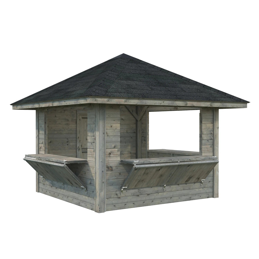 Marktstand PALMAKO Bianca Set 106 aus Fichtenholz in Grau mit Pyramidendach, B/T/H: 300 x 300 x 319 cm - Bild 2