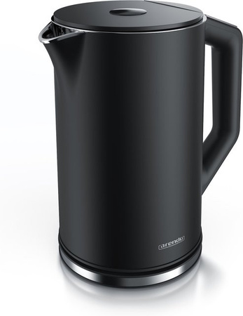 Arendo Wasserkocher aus Edelstahl mit LED-Display und Temperaturwahl, 1,5 l, Schwarz