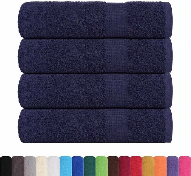 vidaXL Duschtücher 4er Set aus 100% Baumwolle in Marineblau, B: 70 cm, L: 140 cm, 360 g/m² - Bild 1