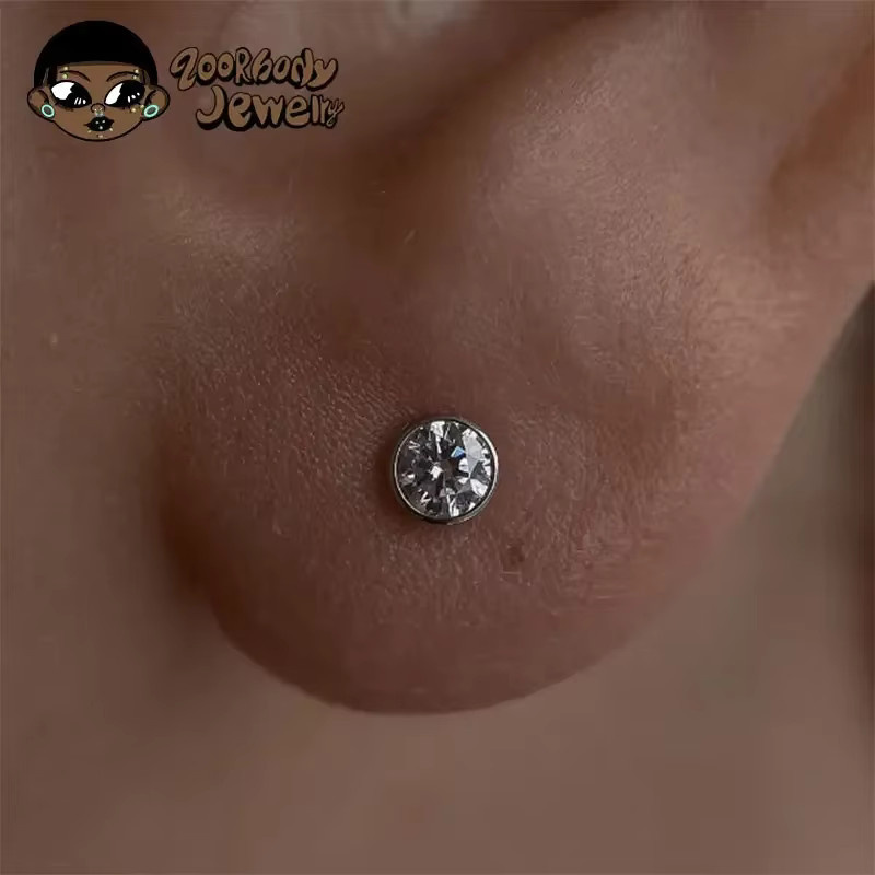 ZOORBODY JEWELRY Ohrstecker Titan, Zirkonia, Unisex - Bild 3