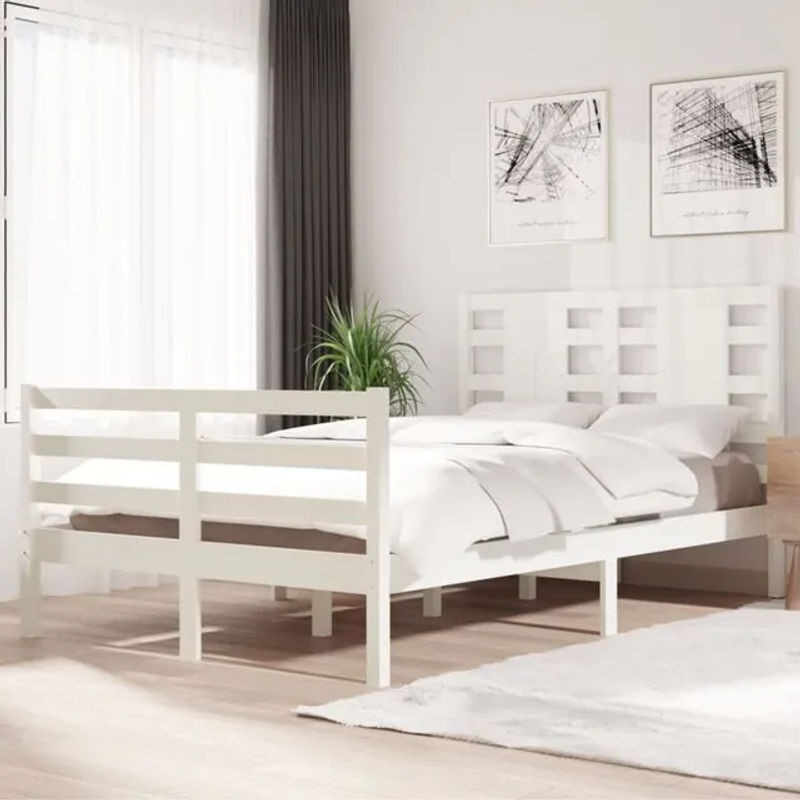 Massivholzbett aus Kiefernholz von vidaxl in Weiß, Design: Modern, Landhaus oder Skandinavisch, B/T/H: 120 x 200 x 125,5 cm - Bild 1