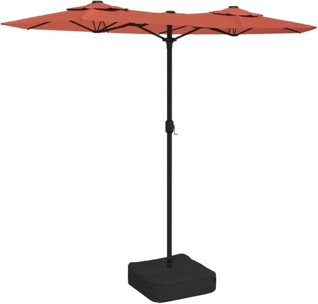 vidaXL Doppel-Sonnenschirm mit LED-Leuchten in Terrakotta, B/T/H: 316 x 145 x 240 cm - Bild 1