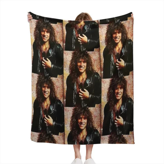 Bons Jovis Rock Band Tour Sommer Überwurfdecke aus Flanell, mehrfarbig, B/T/H: 125 x 125 x 1 cm - Bild 1