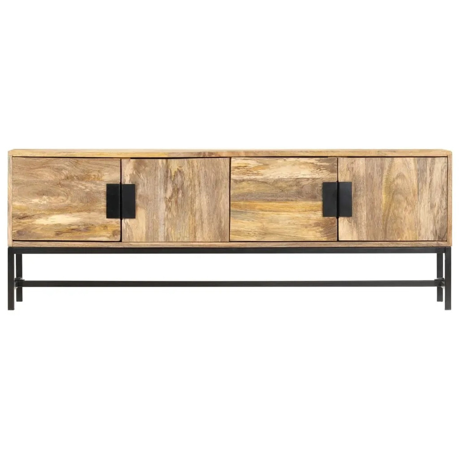 vidaXL TV-Schrank aus Mango-Massivholz in Braun und Schwarz, Wandmontage, B/H/T: 140 x 40 x 30 cm - Bild 2