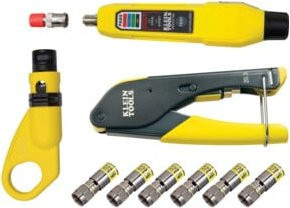 Klein Tools Koax Installations und Testset RG6 RG6Q mit Kabeltester in Gelb - Bild 1