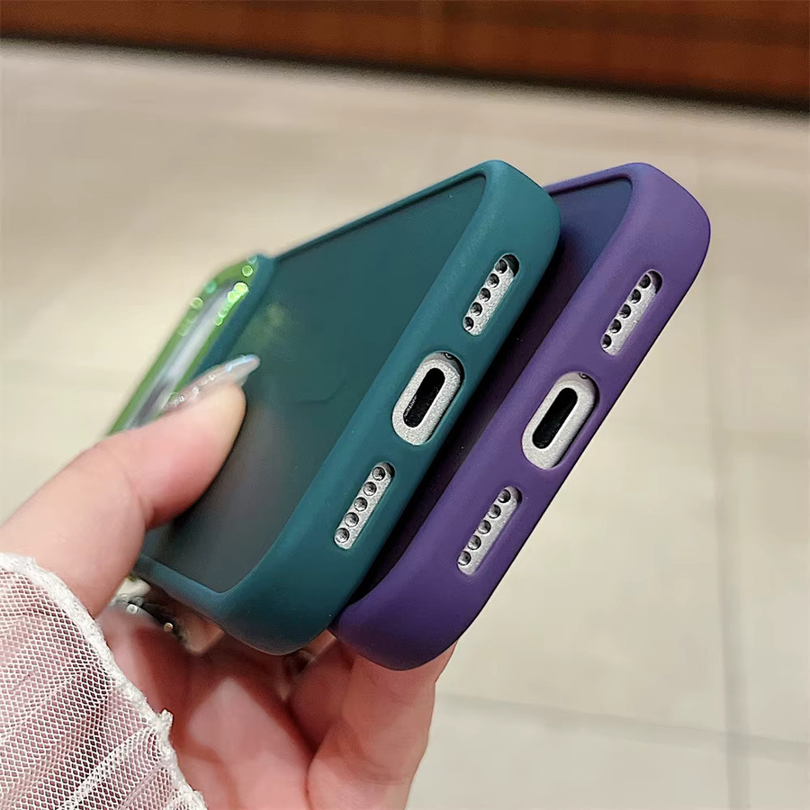 Xeber Magnetische Hülle für iPhone 12 bis 17 Pro Max Plus mit MagSafe Unterstützung, Acryl Transparent, Farbe: Transparent/Lila - Bild 3