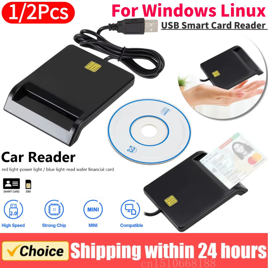 VODOOL USB 2.0 Smart Card Reader für DNIE ATM CAC IC ID SIM-Karten in Schwarz - Bild 2