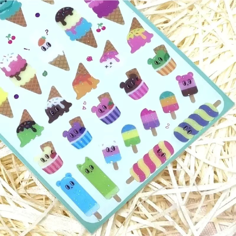 BONITO Bunte Eis Kristall Tropfen Aufkleber für Scrapbooking und DIY Journaling in Multicolour - Bild 2
