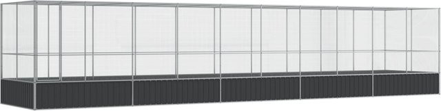 Voliere mit Anbau von Yiwydaa in Silber aus Stahl, B/T/H: 1039 x 207 x 212 cm - Bild 1