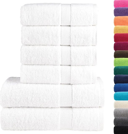 vidaXL Premium-Handtuch-Set SOLUND, 6-teilig, Weiß, 600 g/m², aus Baumwolle