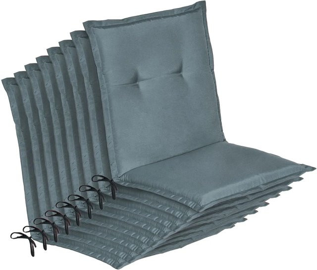 Beautissu 8er Set Auflagen für Niedriglehner Gartenstühle Loft, Farbe: Taubenblau, B/T/H: 100 x 50 x 6 cm - Bild 1