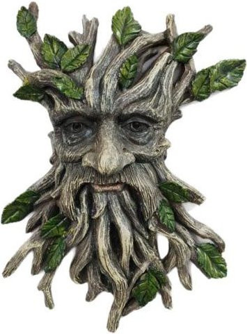 Aunel Baumgesicht Skulptur Grau aus Kunststoff für die Garten- und Außen-Dekoration - Bild 1