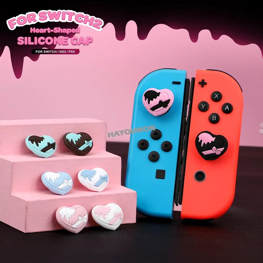 4-teiliges Set Silikon-Daumengriffkappen Rutschfeste Schutzhüllen für Nintendo Switch, Switch Lite, Switch OLED sowie PS5 und PS4 Controller in Schwarz, Pink und Multicolour - Bild 3