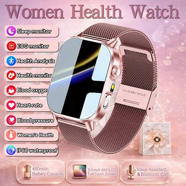 GUHUAVMI Smartwatch, Schwarz, Roségold, Unisex - Bild 1