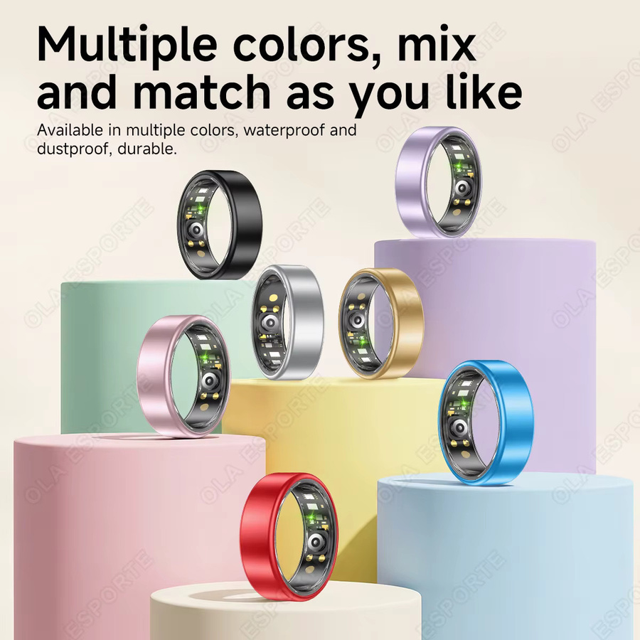 Ola Esporte Smart Ring Gold für Damen und Herren mit Ladecase, Herzfrequenz- und Blutsauerstoffmessung, 5ATM Wasserdicht und über 100 Sportmodi - Bild 5